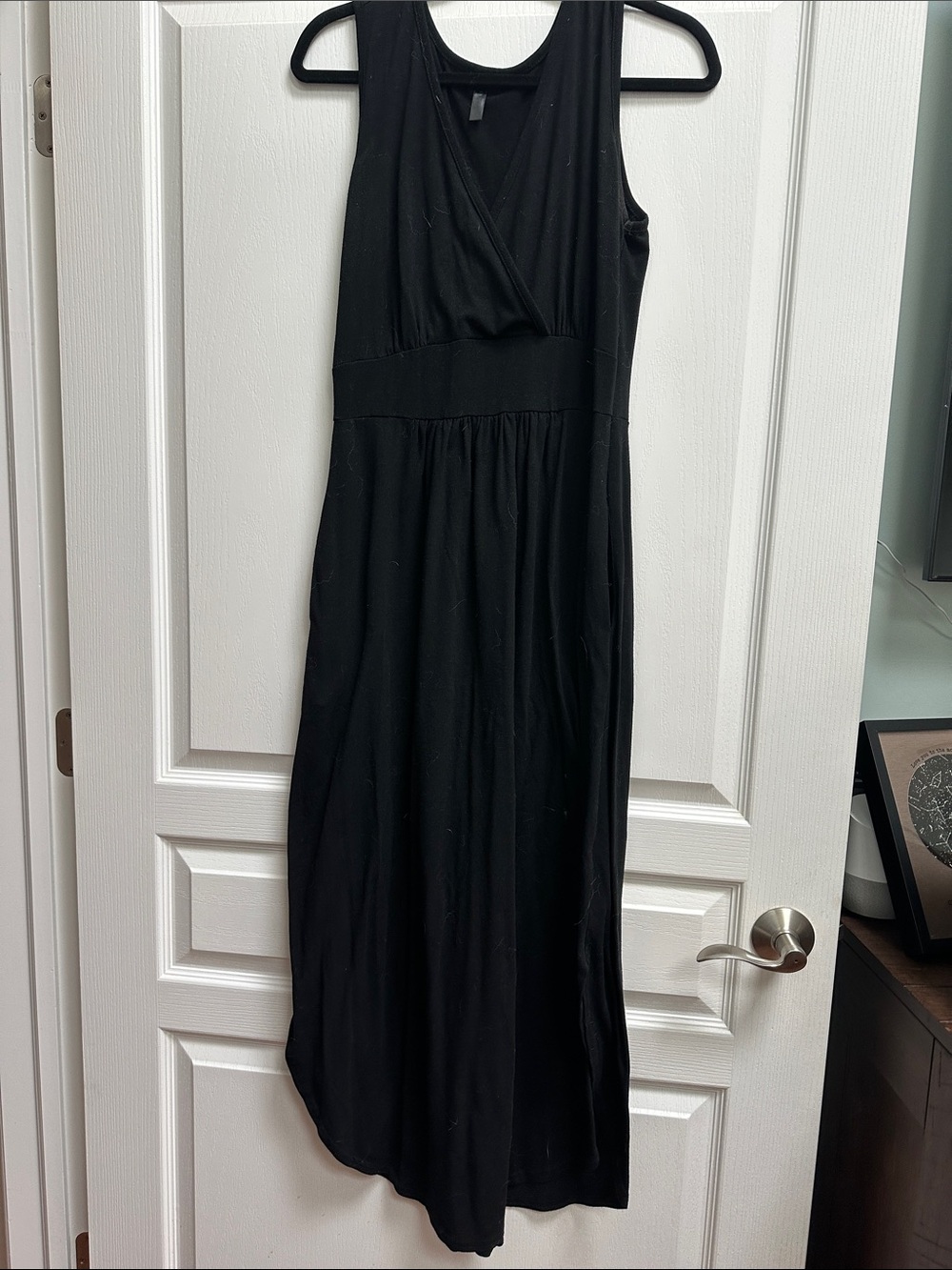 Black Sleeveless Surplice Maxi Dress